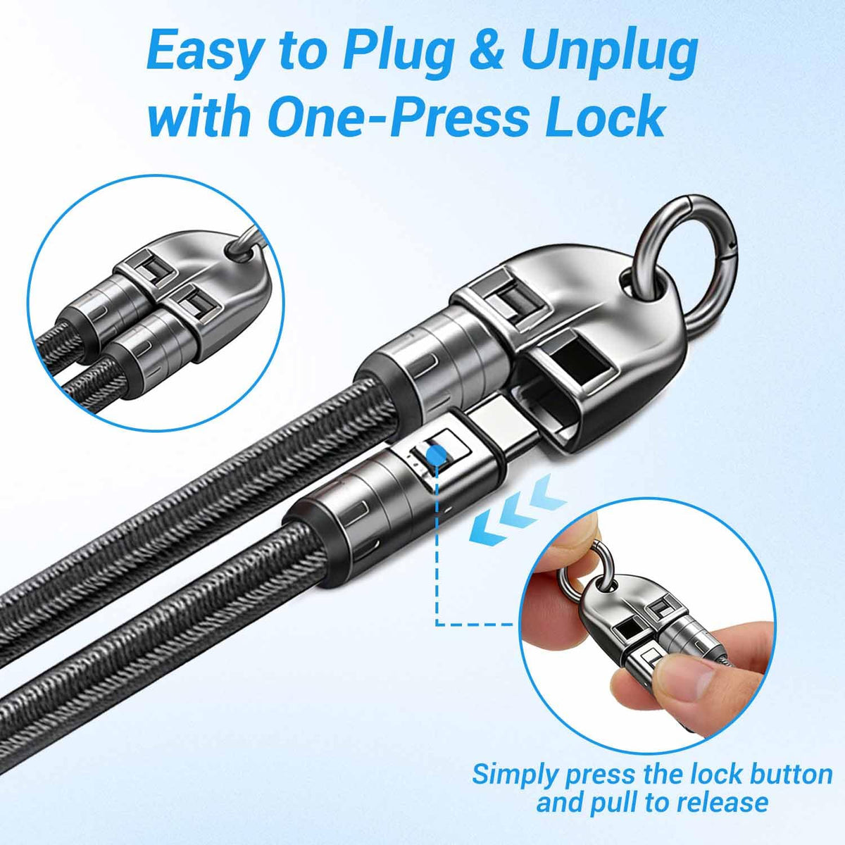 2-in-1 USB-C Phone Wrist Lanyard Cable,240W Fast Charging Wrist Strap